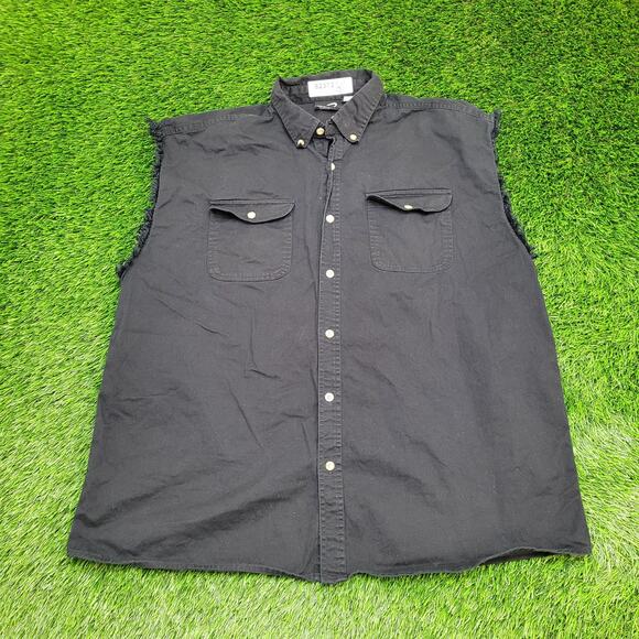 Native-American Biker Cutoff Button Shirt XL/2XL 27x31 Baggy - Picture 2 of 15